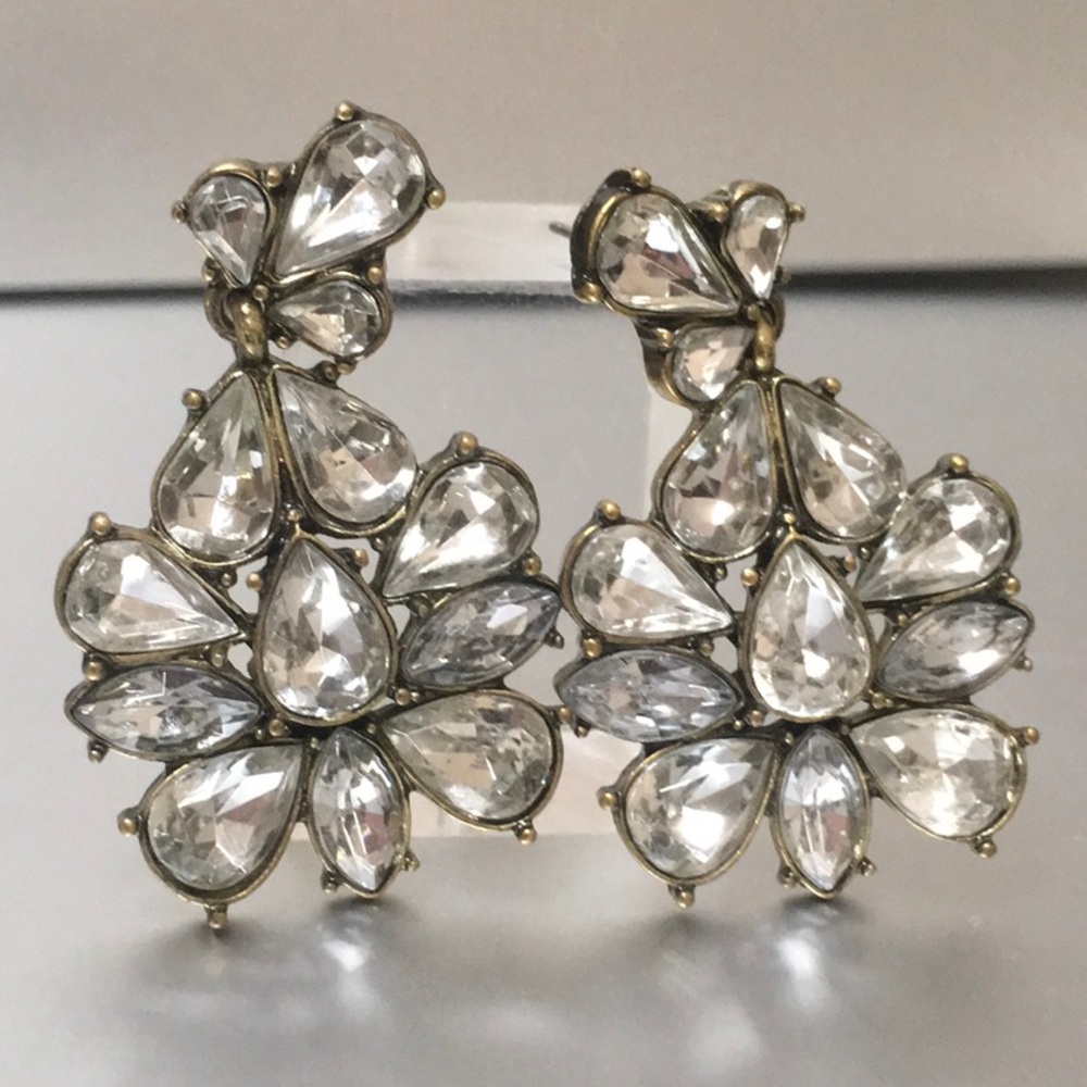 SUGARFIX silver statement earrings pierced high quality sparkling rhinestones - Picture 2 of 9
